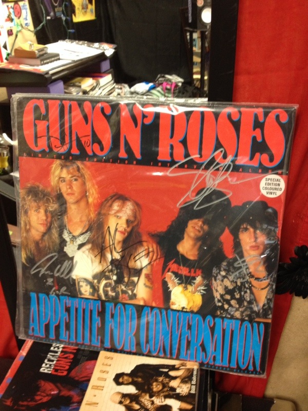 Guns N Roses Appetite for Conversation interview LP, autographed by Axl Rose, Slash, Duff McKagan, Izzy Stradlin, and Steven Adler